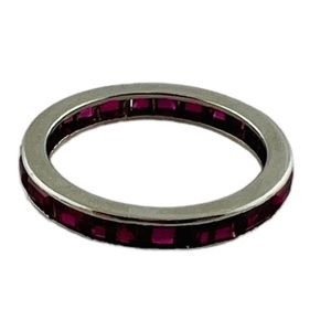 10K White Gold Lab Created Ruby Eternity Band Size 6.5 #15674